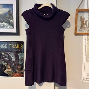 Ibex Kurta merino wool purple cowl neck sweater cap sleeve mcm mod extra small